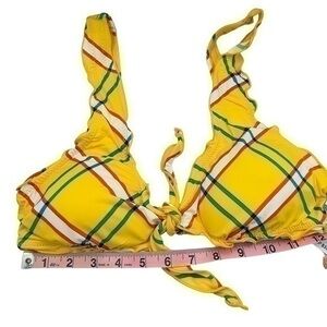 Hobie Bikini Top - NWT | Women XL | Yellow Preppy Plaid